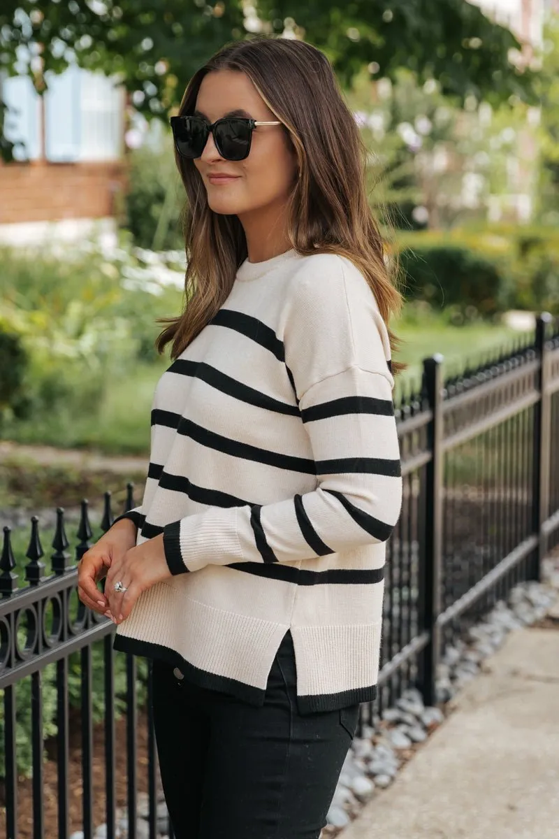 Tan and Black Striped Sweater - FINAL SALE