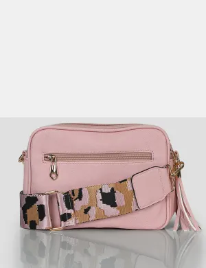 The Casey Baby Pink Animal Print Strap Zip Up Crossbody Bag