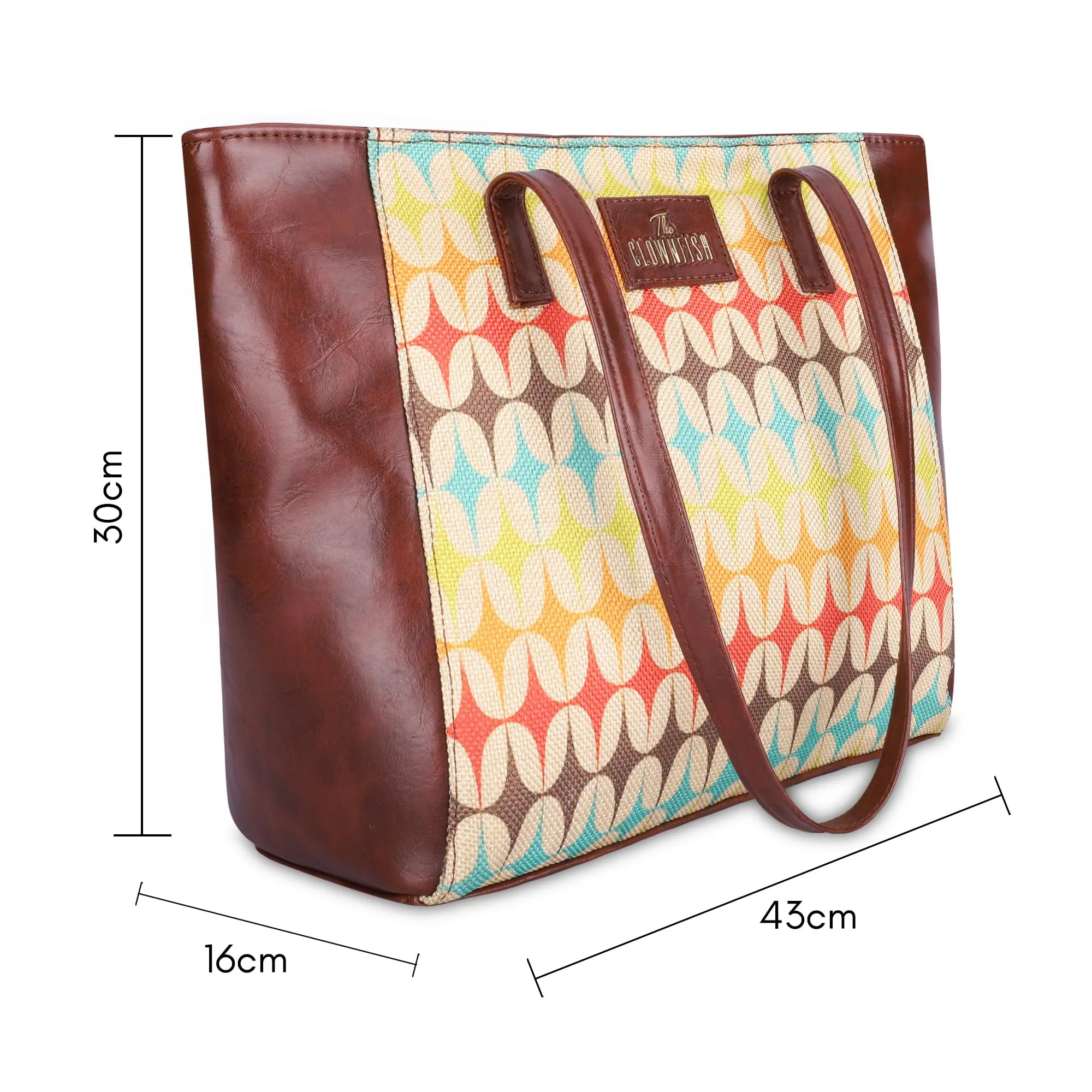 THE CLOWNFISH Valentine Printed Handicraft Fabric & Faux Leather Handbag for Women Office Bag Ladies Shoulder Bag Tote for Women College Girls (Multicolour)