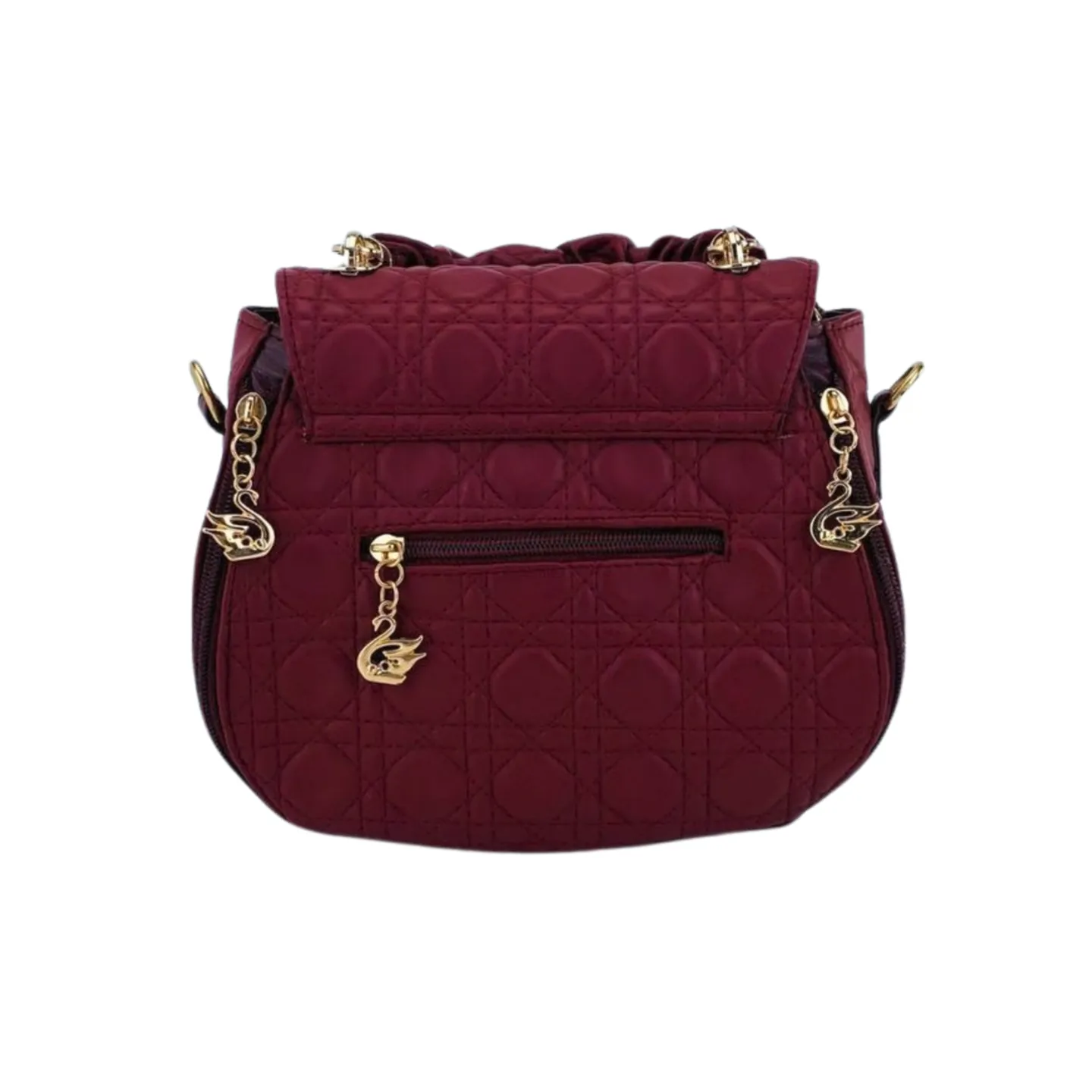 Versatile Quilted Handbag with Double Zip Closure And Detachable Strap