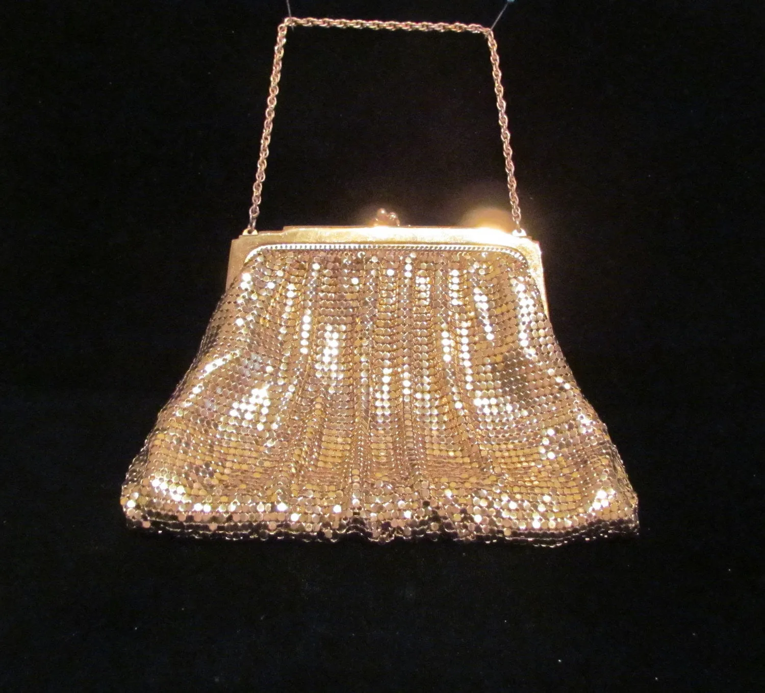 Vintage Whiting & Davis Gold Mesh Purse 1930's Art Deco Purse Wedding Bridal Formal Evening Bag