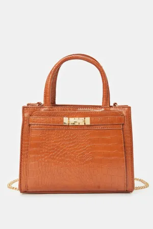 Women Tan Textured Day Bag