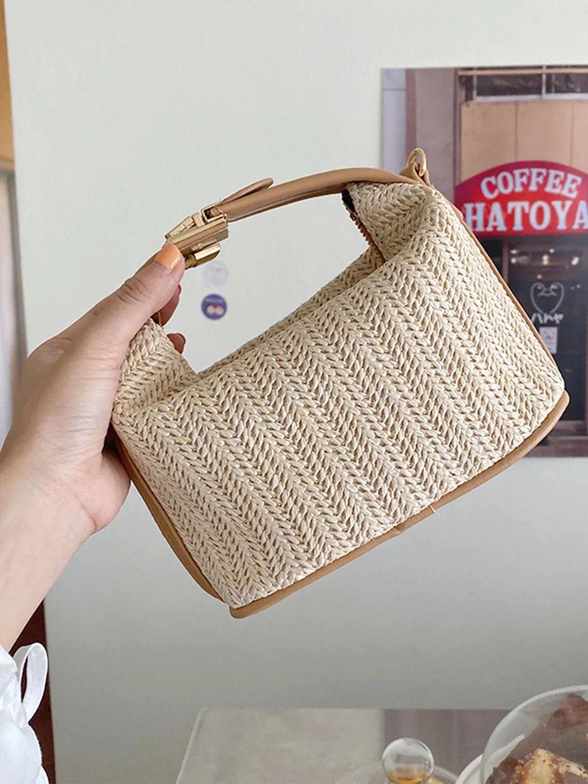 Woven Straw Handheld Crossbody Bag