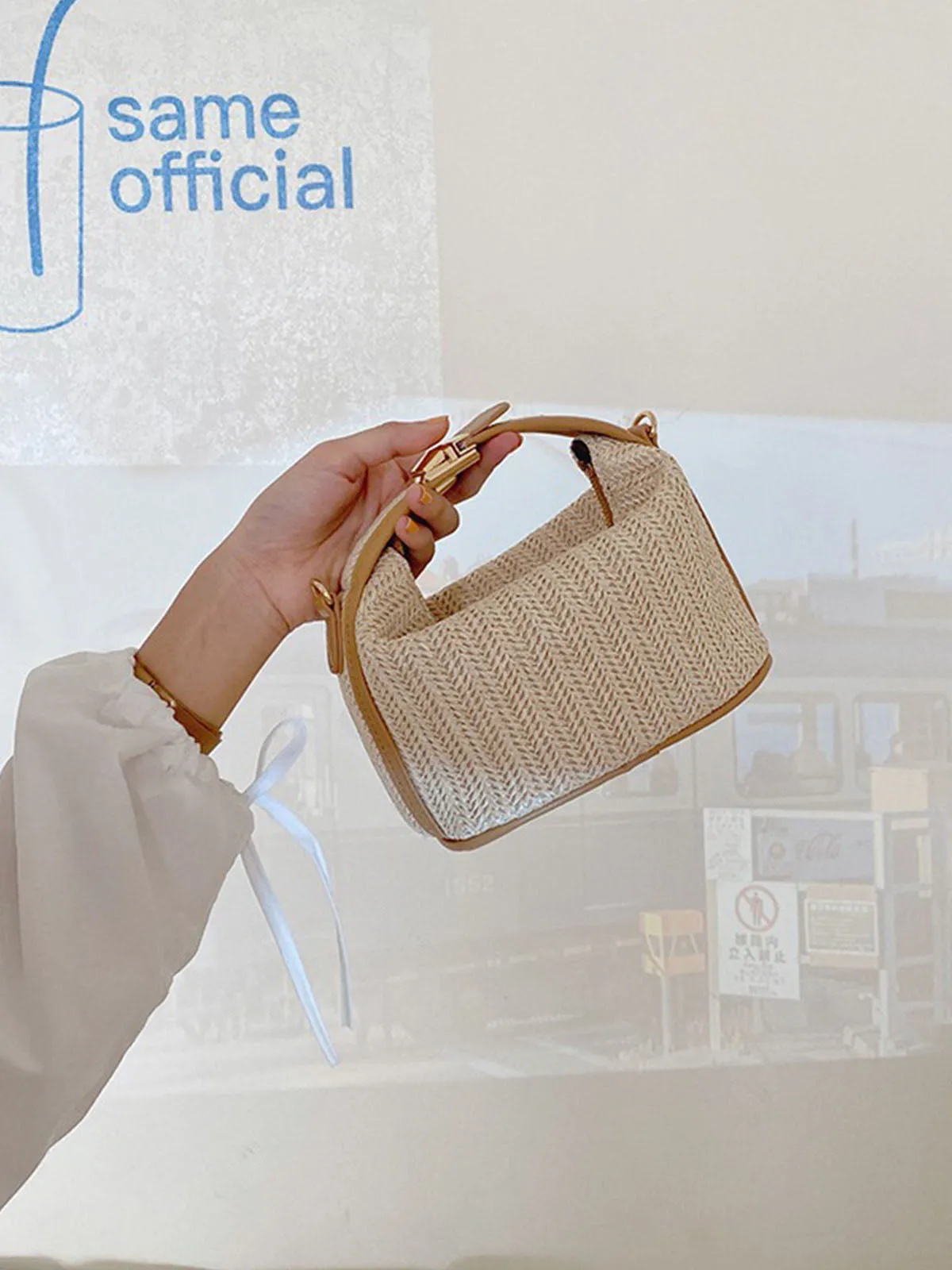 Woven Straw Handheld Crossbody Bag