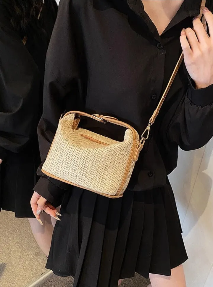 Woven Straw Handheld Crossbody Bag