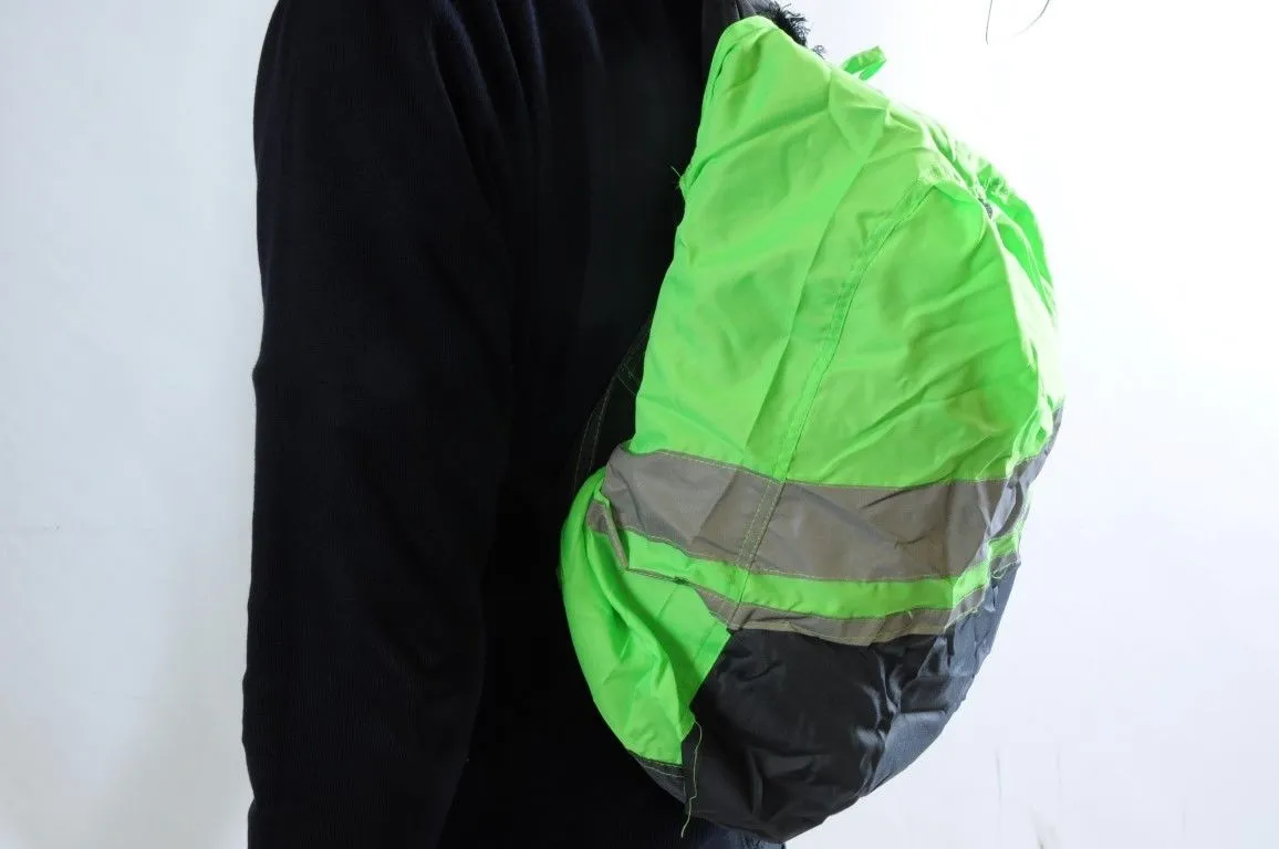 WOWOW BACKPACK, RUCKSACK HI VIZ VIS REFLECTIVE COVER GREEN FLUORESCENT BARGAIN