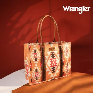 Wrangler Southwestern Print Canvas Wide Tote in Peach Multi