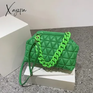 Xajzpa - Thick Chain Luxury Designer Bag Women 2023 Spring Luxury Purse And Handbags Small PU Leather Shoulder Bags Crossbody Bag Woven