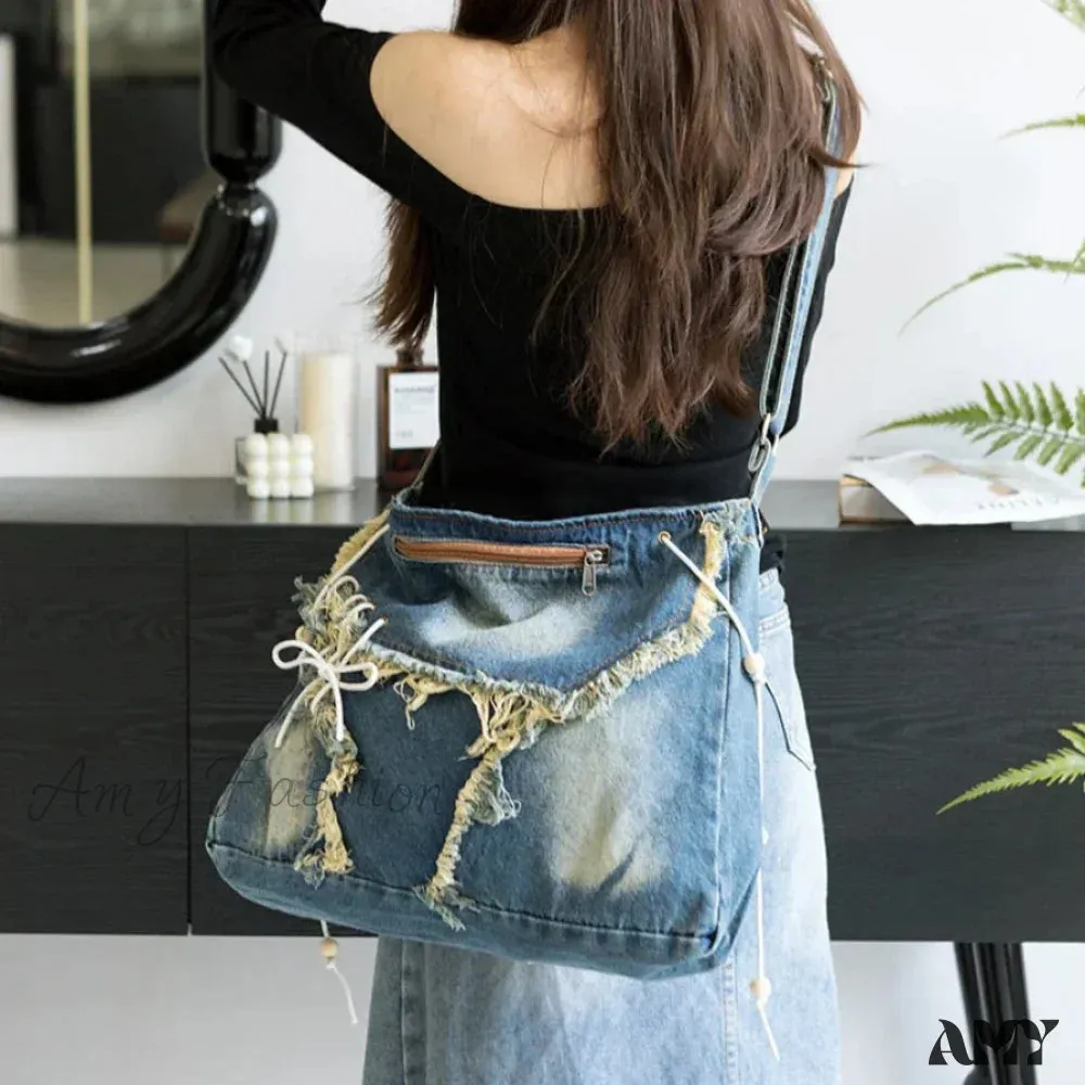 Y2K Harajuku Crossbody Aesthetic Gothic Bag Denim Korean Vintage Messenger