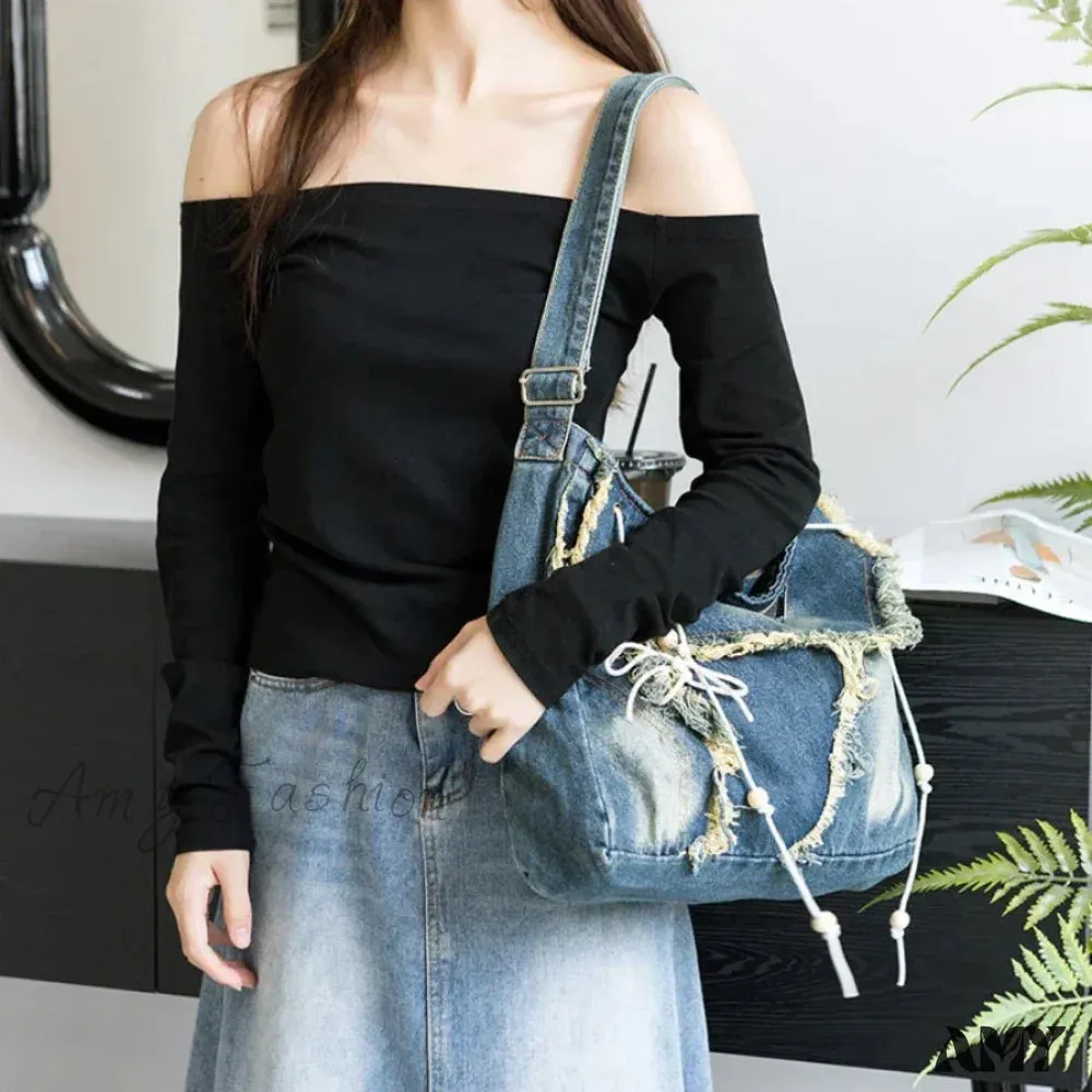 Y2K Harajuku Crossbody Aesthetic Gothic Bag Denim Korean Vintage Messenger