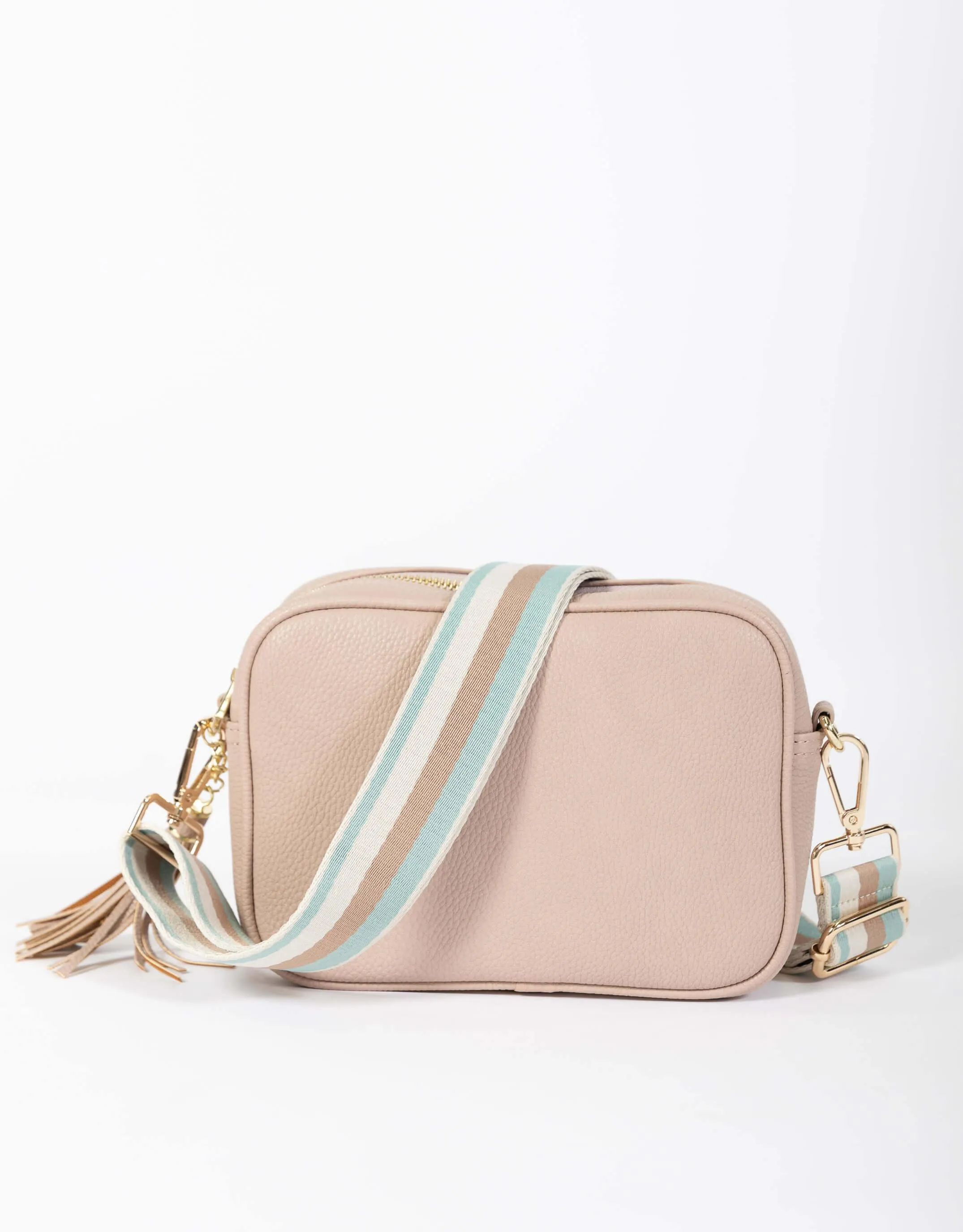 Zoe Crossbody Bag - Pink/Blue Tan Stripe